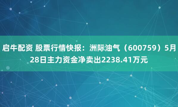 启牛配资 股票行情快报：洲际油气（600759）5月28日主力资金净卖出2238.41万元