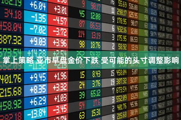 掌上策略 亚市早盘金价下跌 受可能的头寸调整影响